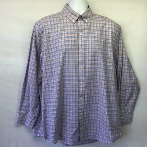 Club Room Men's Shirt Blue Red Check Long Sleeve Button Up Casual Dress Size 17